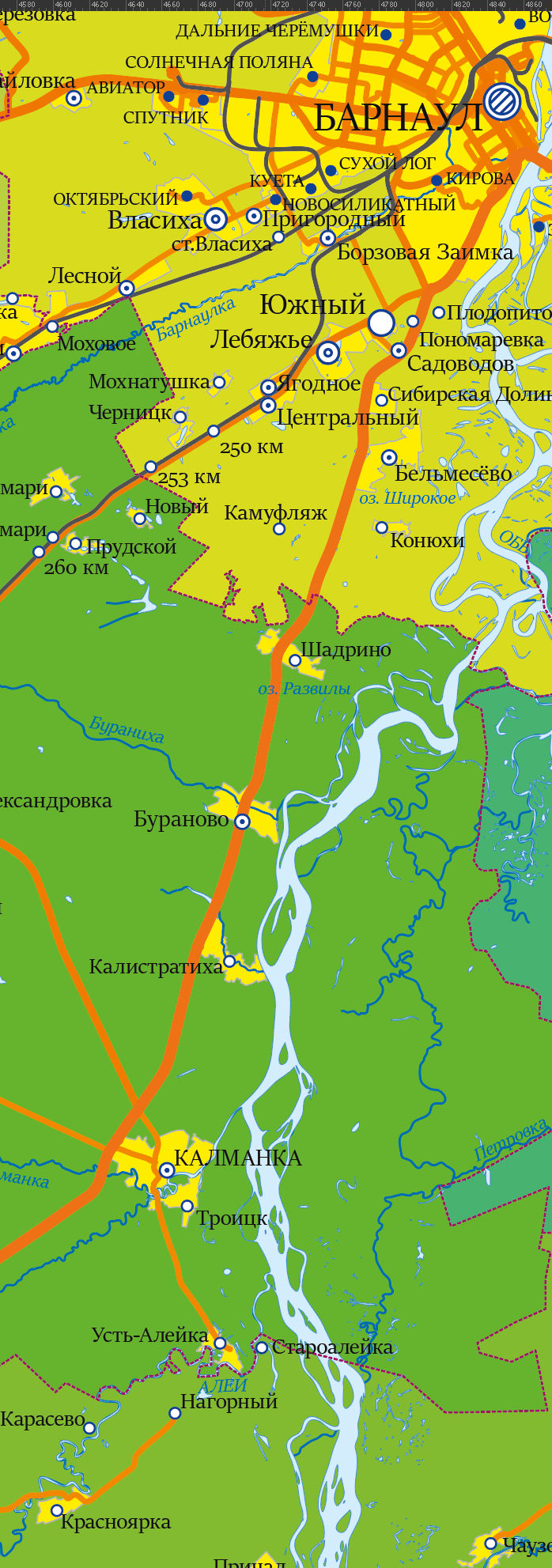 Векторная административная карта Алтайский край-АБЦ