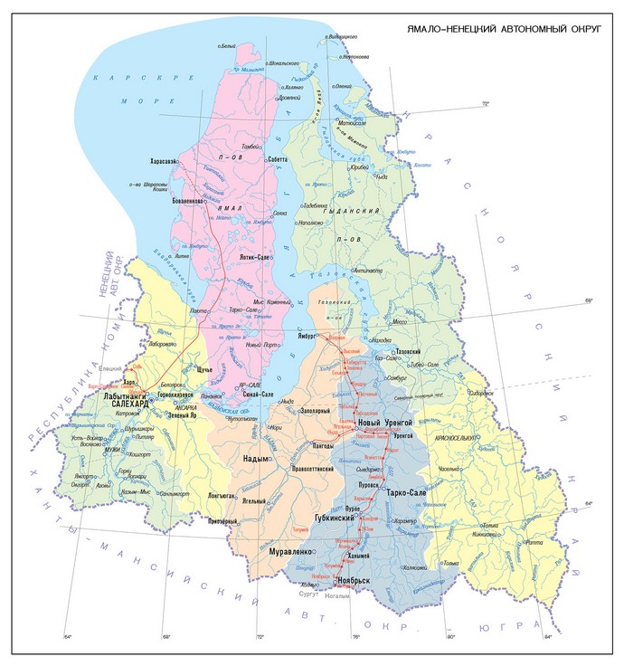 Векторные карты Ямало-Ненецкого автономного округа для скачивания и пе