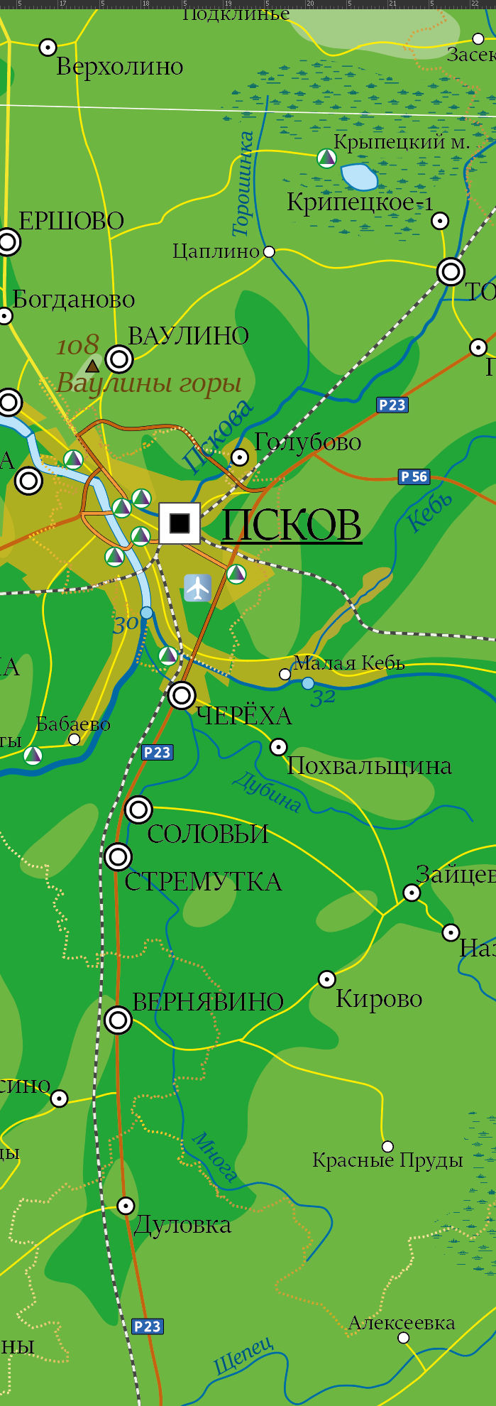 Векторная общегеографическая карта Псковской области