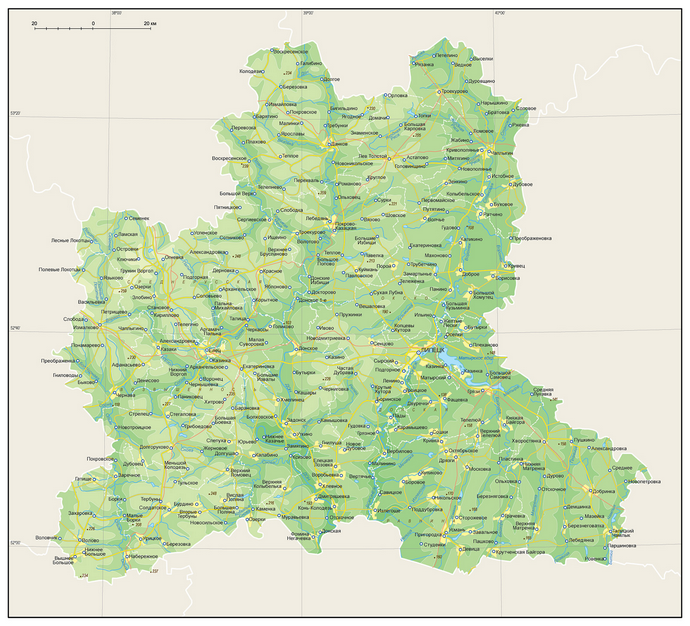 Векторные карты Липецкой  области для скачивания и печати AI SVG EPS P