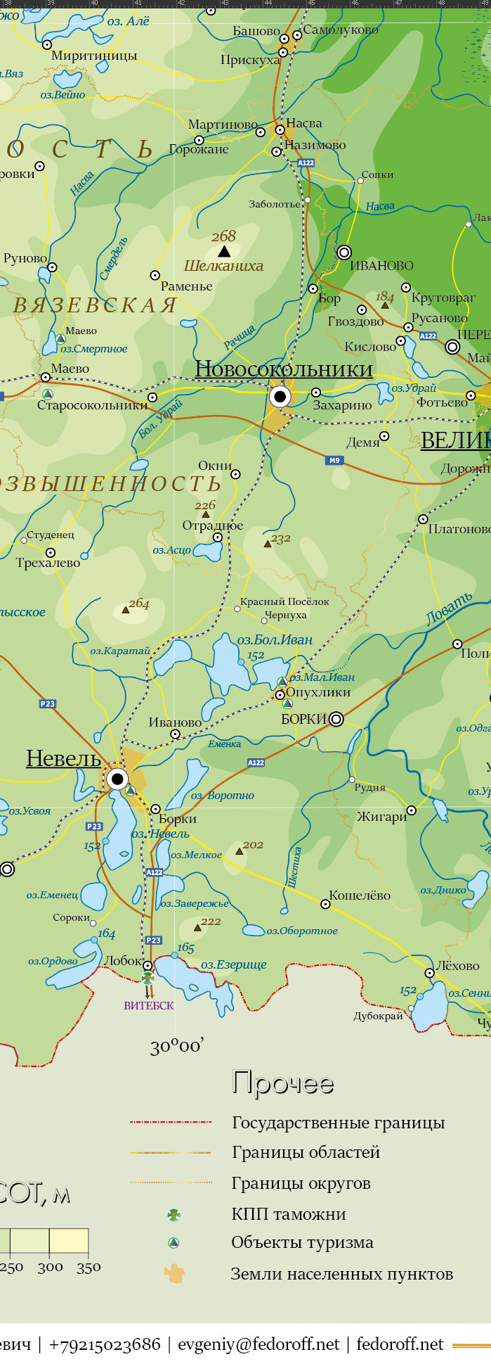 Векторная общегеографическая карта Псковской области