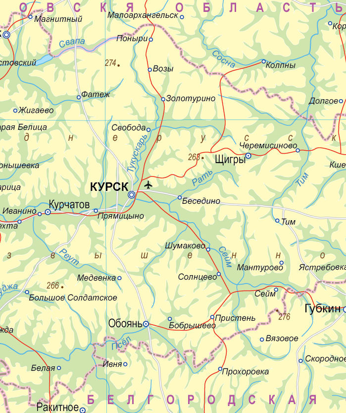 Векторные карты Курской области для скачивания и печати AI SVG EPS PDF