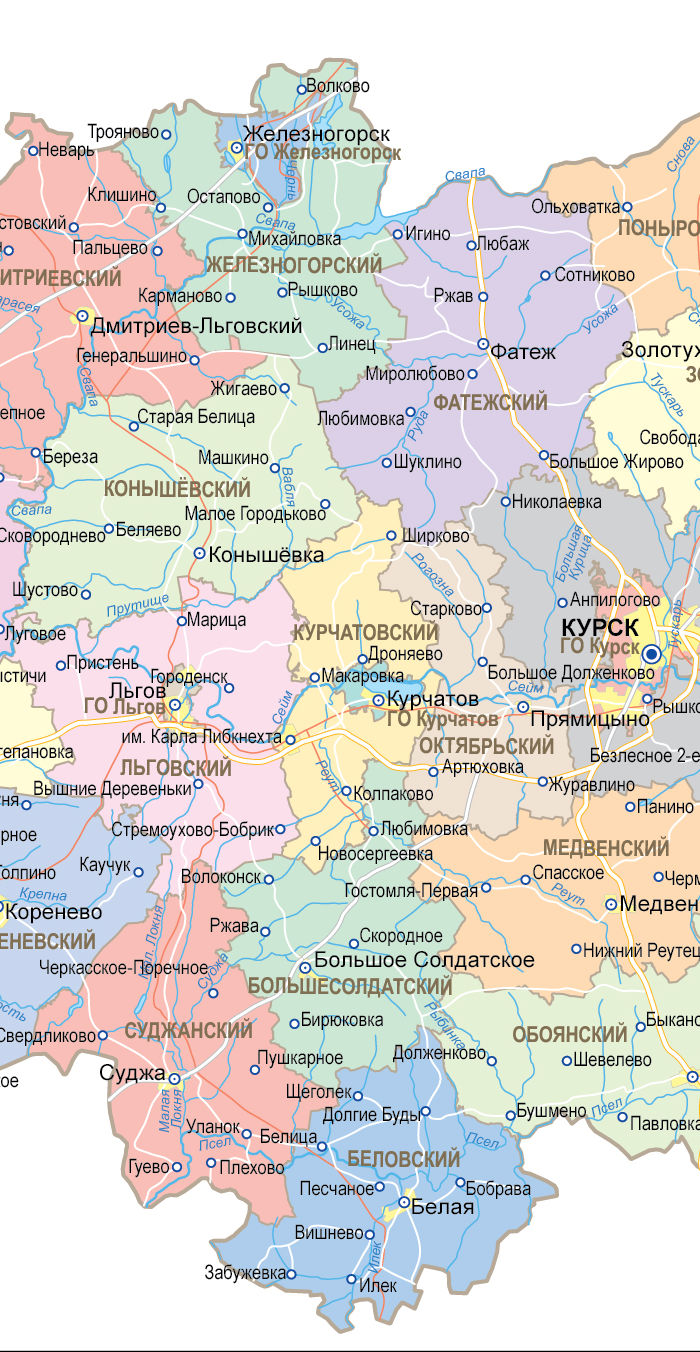 Векторные карты Курской области для скачивания и печати AI SVG EPS PDF