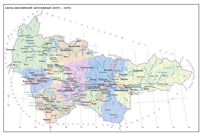Карты Ханты-Мансийского автономного округа (ХМАО)