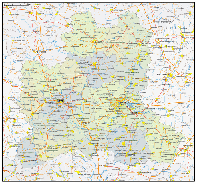 Векторные карты Липецкой  области для скачивания и печати AI SVG EPS P
