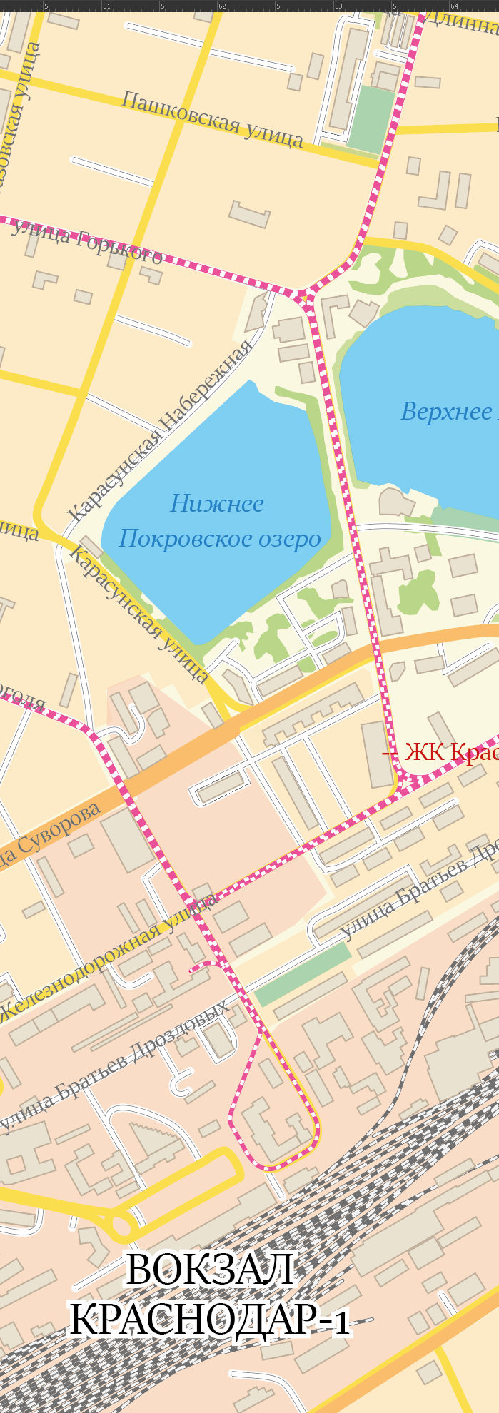 Векторная карта Краснодара с выделением ЖК на 2025 год [Краснодар-ВБ v