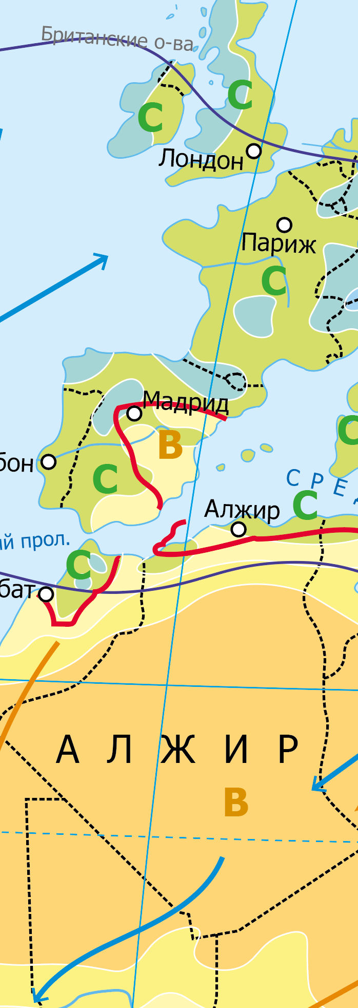 Векторная климатическая карта мира Мир-КЕА