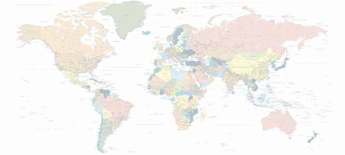Векторная подробная политическая карта мира Мир-П