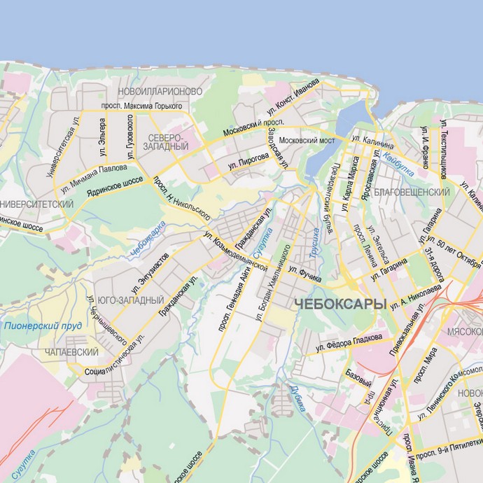 Векторные карты Чебоксар для скачивания и печати AI SVG EPS PDF CDR