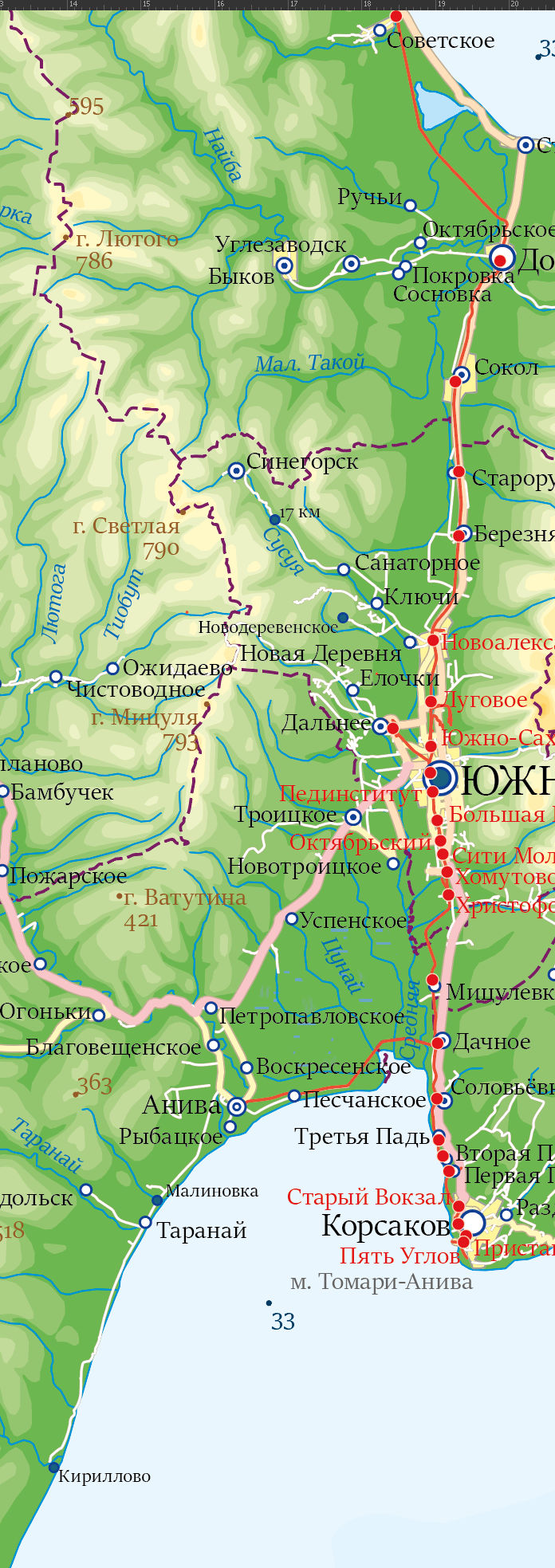 Векторная физическая карта Сахалинская область-ФБ