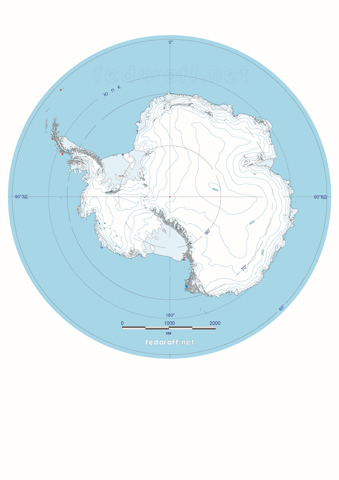 Контурная карта Антарктида-КС