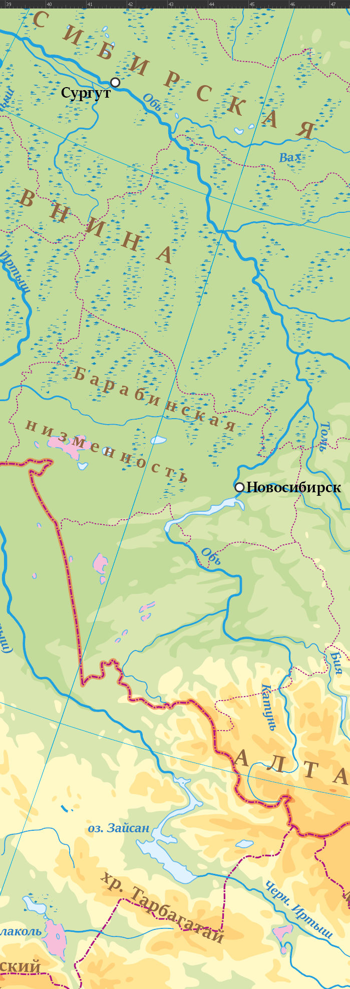Малая векторная физическая карта России РФ-ФМК