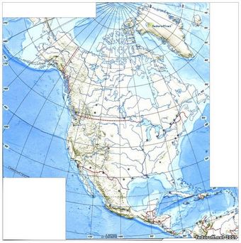 Контурная карта Северной Америки (политическая)
