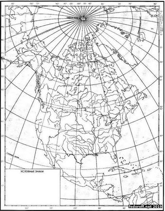 Контурная карта Северной Америки (ч/б для печати)