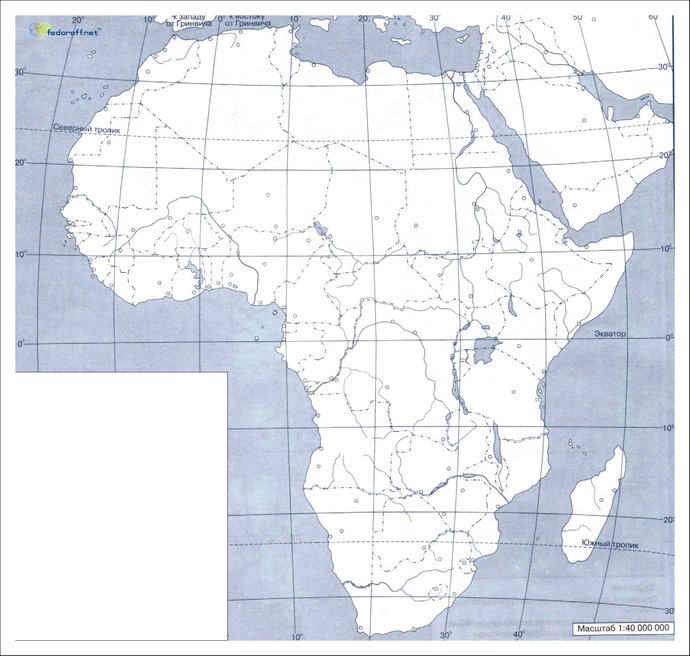 Контурная карта Африки