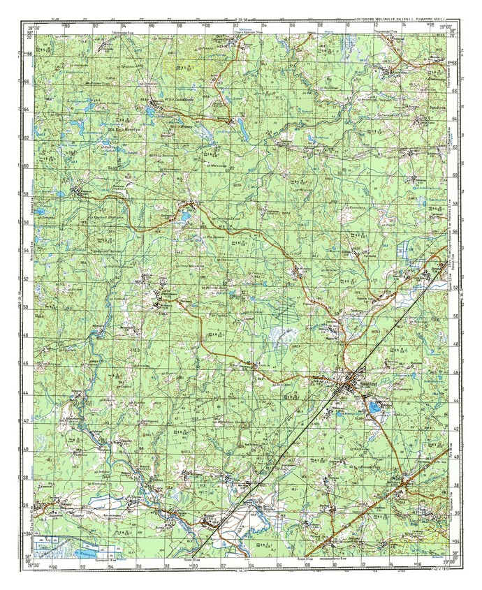Топографическая карта О-35-70 Новоселье-Молоди-Княжицы-Костелево