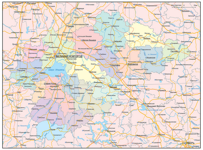 Векторные карты Новгородской области для скачивания и печати AI SVG EP