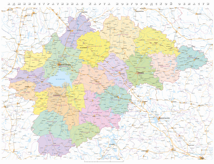 Векторная административная карта Новгородской области (АБ)