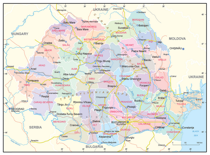 Векторные карты Румынии для скачивания и печати AI SVG EPS PDF CDR