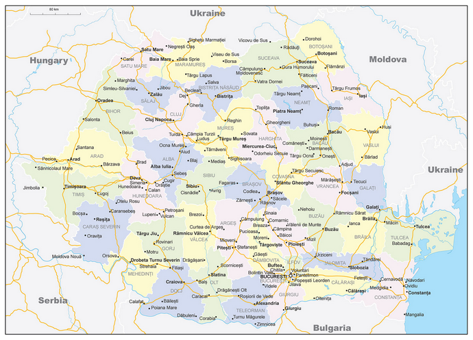 Векторные карты Румынии для скачивания и печати AI SVG EPS PDF CDR