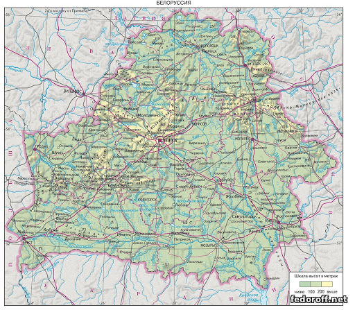 Подробная карта Белоруссии