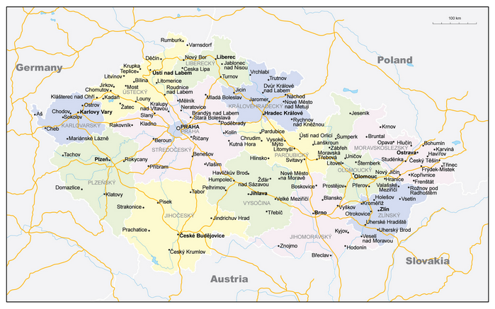 Векторные карты Чехии для скачивания и печати AI SVG EPS PDF CDR