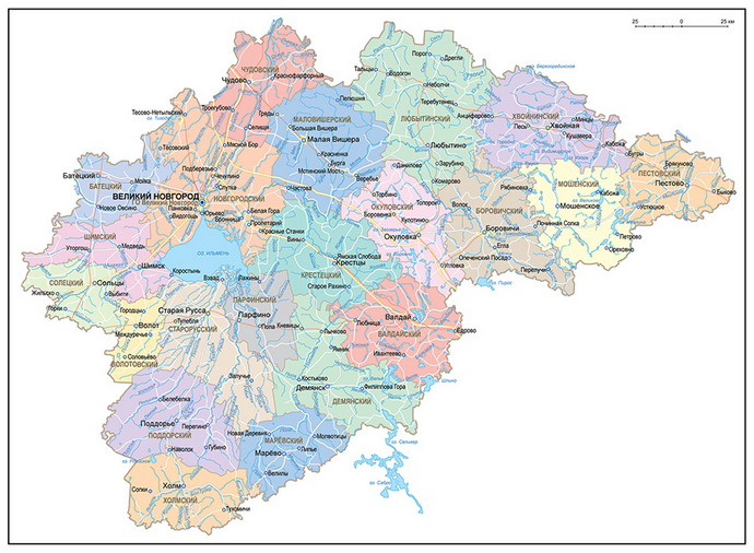 Векторные карты Новгородской области для скачивания и печати AI SVG EP