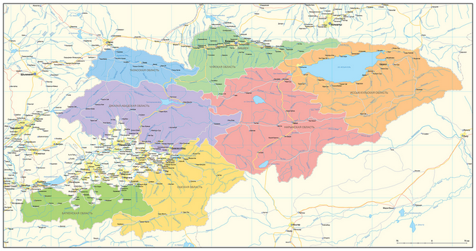 Векторные карты Киргизии для скачивания и печати AI SVG EPS PDF CDR