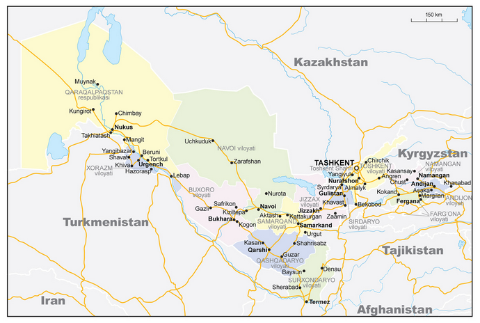 Векторные карты Узбекистана для скачивания и печати AI SVG EPS PDF CDR