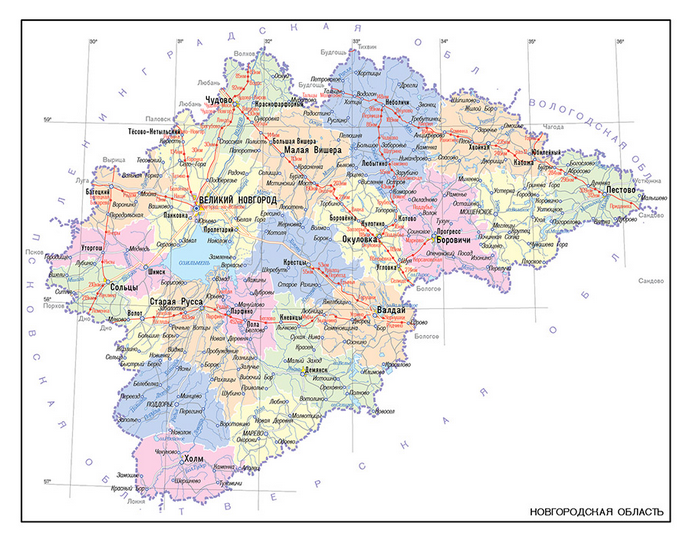 Векторные карты Новгородской области для скачивания и печати AI SVG EP