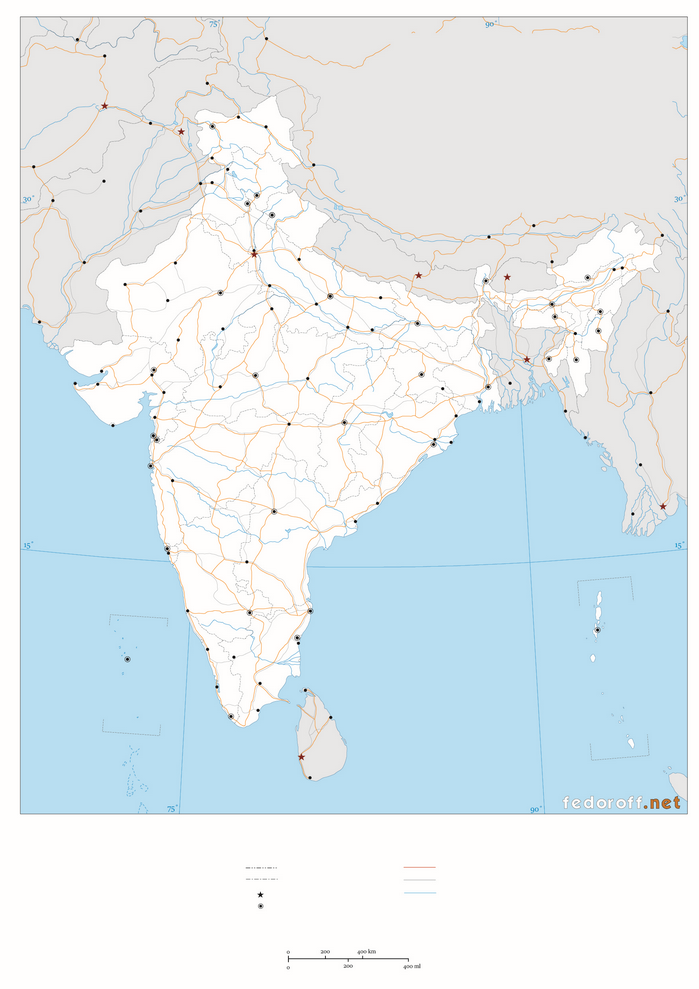 Контурные карты Индии