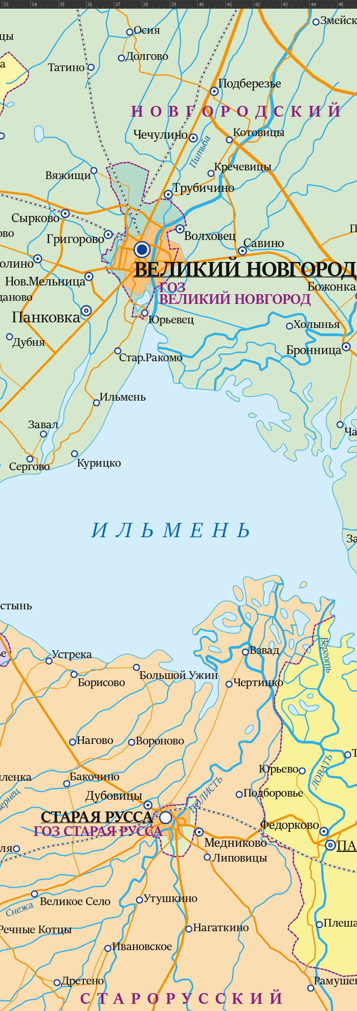 Векторная административная карта Новгородской области (АБ)