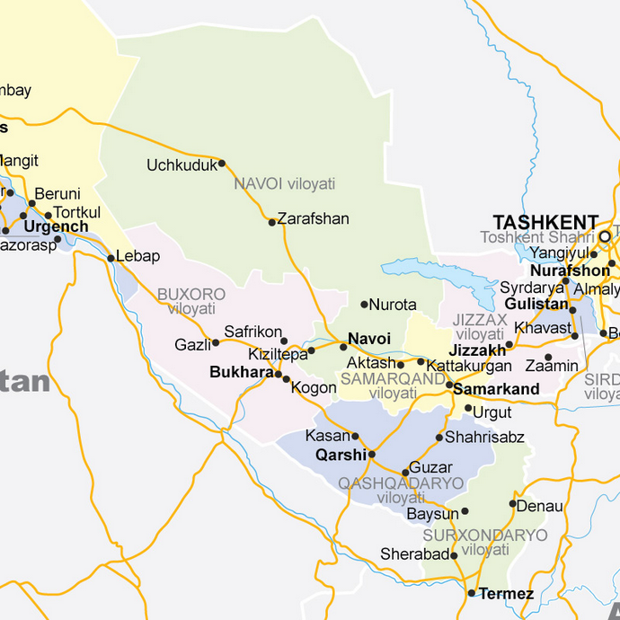 Векторные карты Узбекистана для скачивания и печати AI SVG EPS PDF CDR