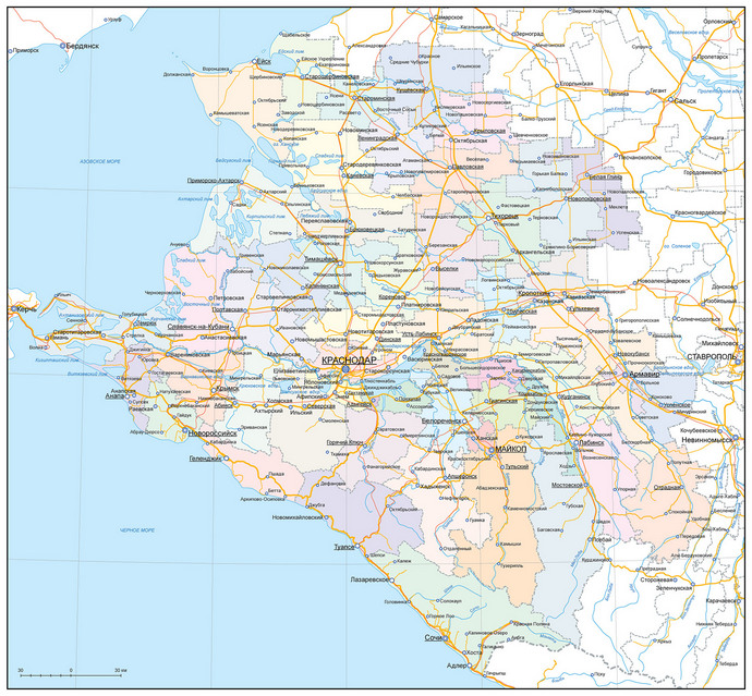 Векторные карты Краснодарского края для скачивания и печати AI SVG EPS