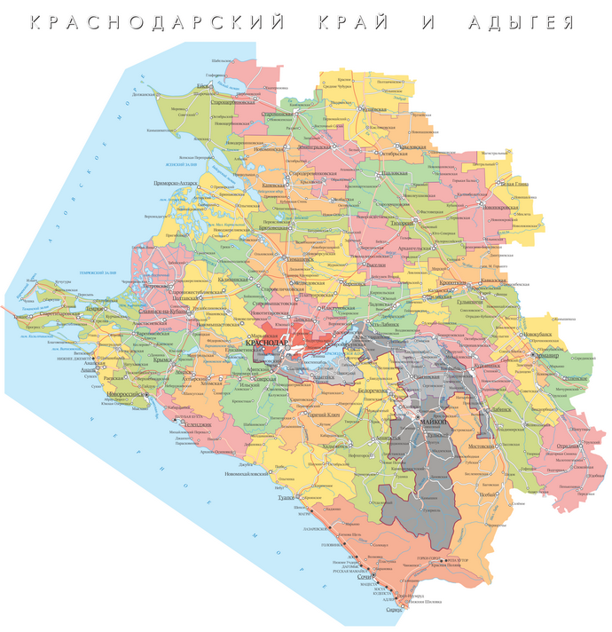 Векторная карта Краснодарский край-АЦ