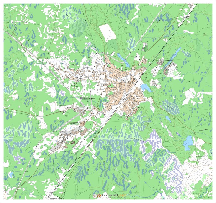 Топографическая карта Струг-Красных