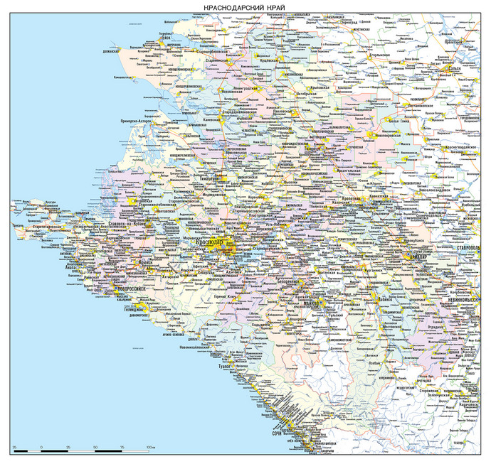 Векторные карты Краснодарского края для скачивания и печати AI SVG EPS