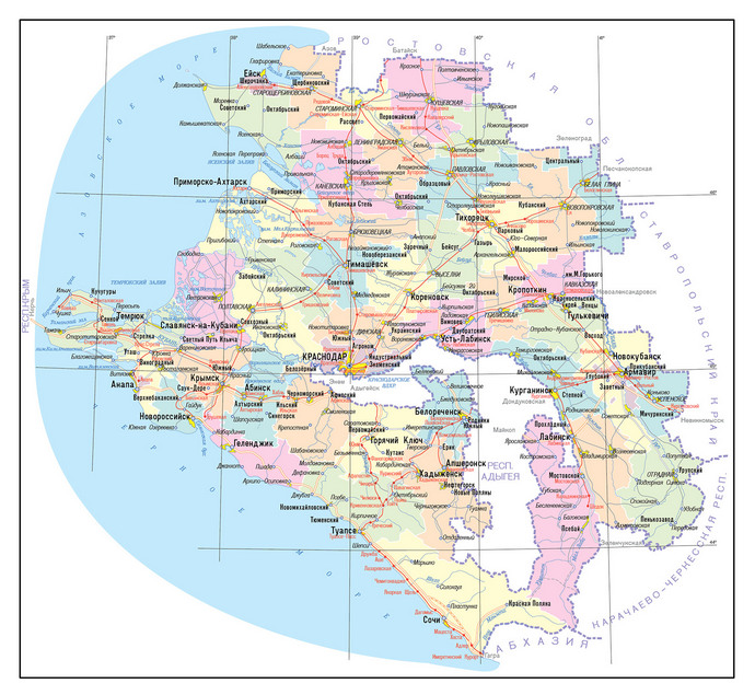 Векторные карты Краснодарского края для скачивания и печати AI SVG EPS