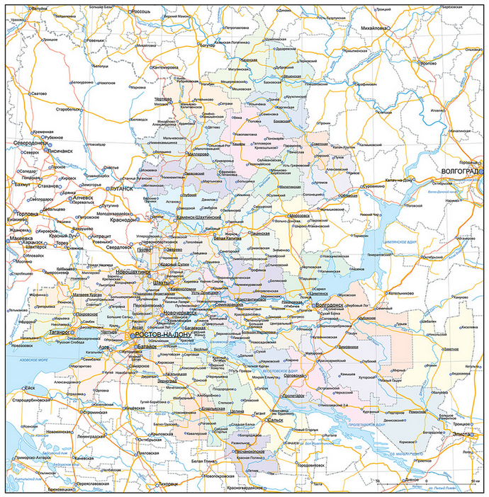 Векторные карты Ростовской области для скачивания и печати AI SVG EPS