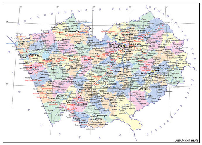 Векторные карты Алтайского края для скачивания и печати AI SVG EPS PDF