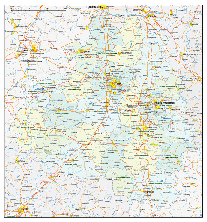 Векторные карты Тульской области для скачивания и печати AI SVG EPS PD