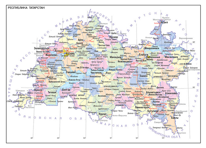 Векторные карты Республики Татарстан для скачивания и печати AI SVG EP