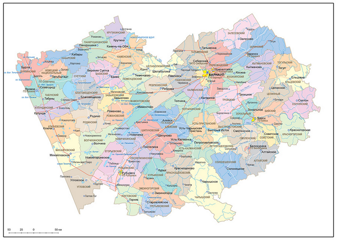 Векторные карты Алтайского края для скачивания и печати AI SVG EPS PDF