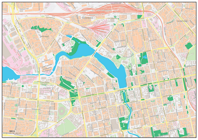 Векторные карты Екатеринбурга для скачивания и печати AI SVG EPS PDF C