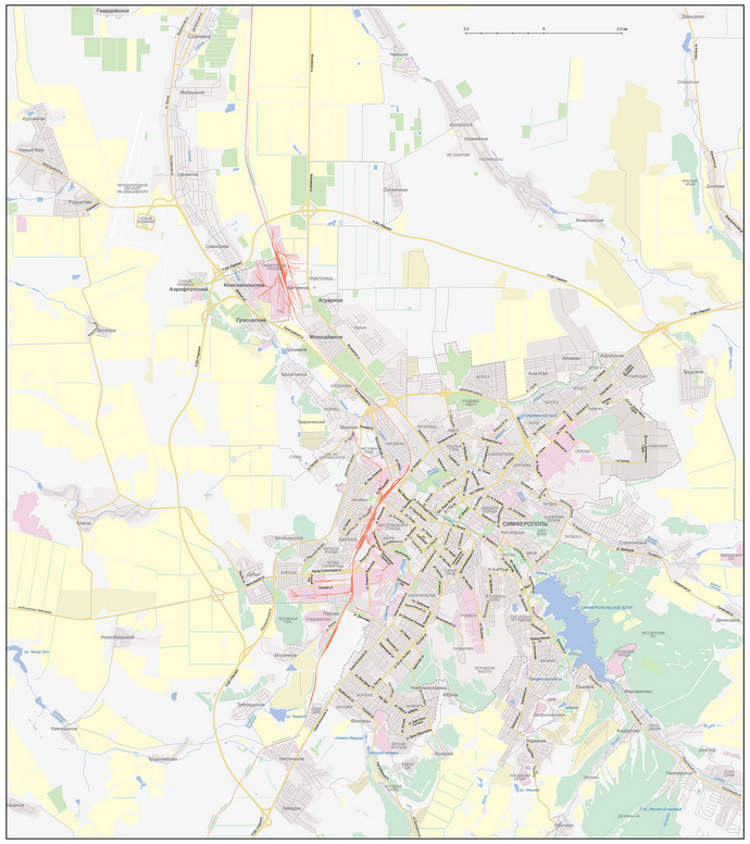 Векторные карты Симферополя для скачивания и печати AI SVG EPS PDF CDR