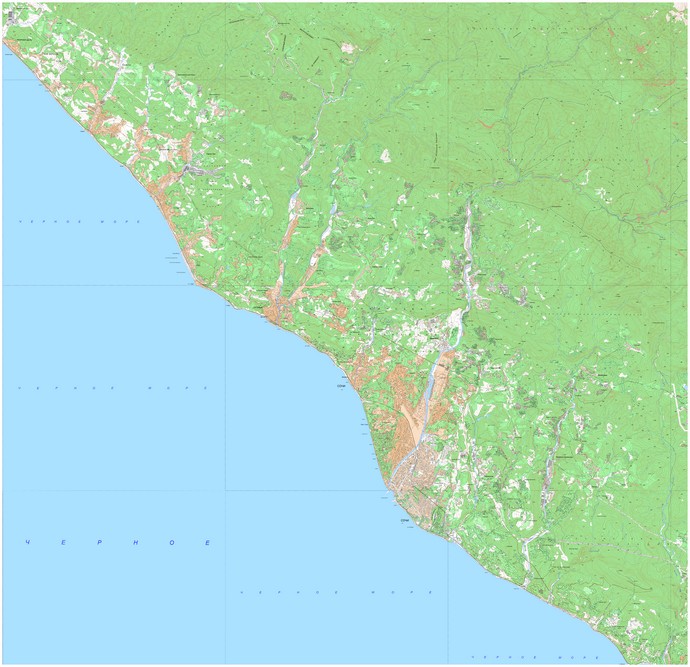 Топографическая карта Сочи