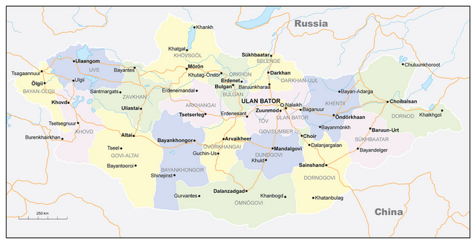 Векторные карты Монголии для скачивания и печати AI SVG EPS PDF CDR