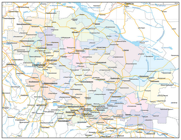 Векторные карты Ставропольского края для скачивания и печати AI SVG EP