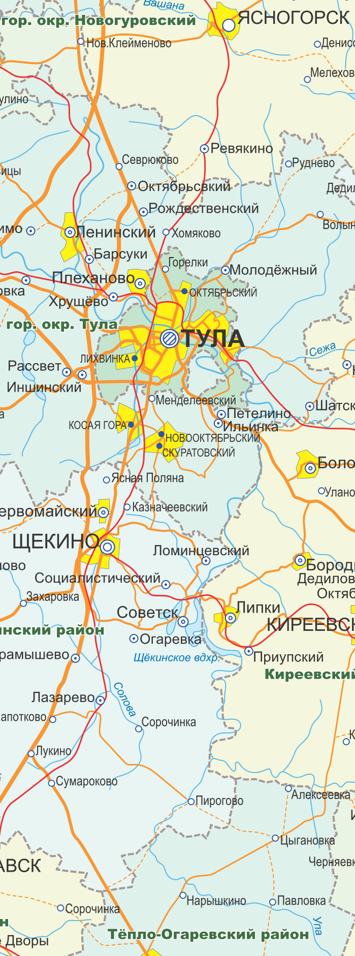 Векторные карты Тульской области для скачивания и печати AI SVG EPS PD