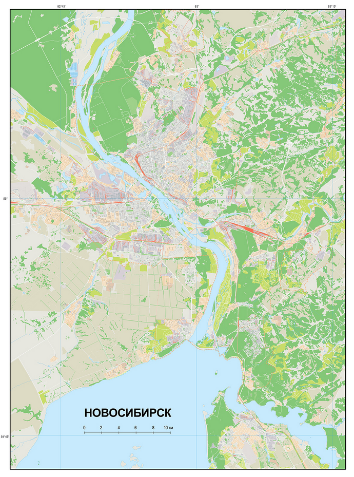 Векторные карты Новосибирска для скачивания и печати AI SVG EPS PDF CD